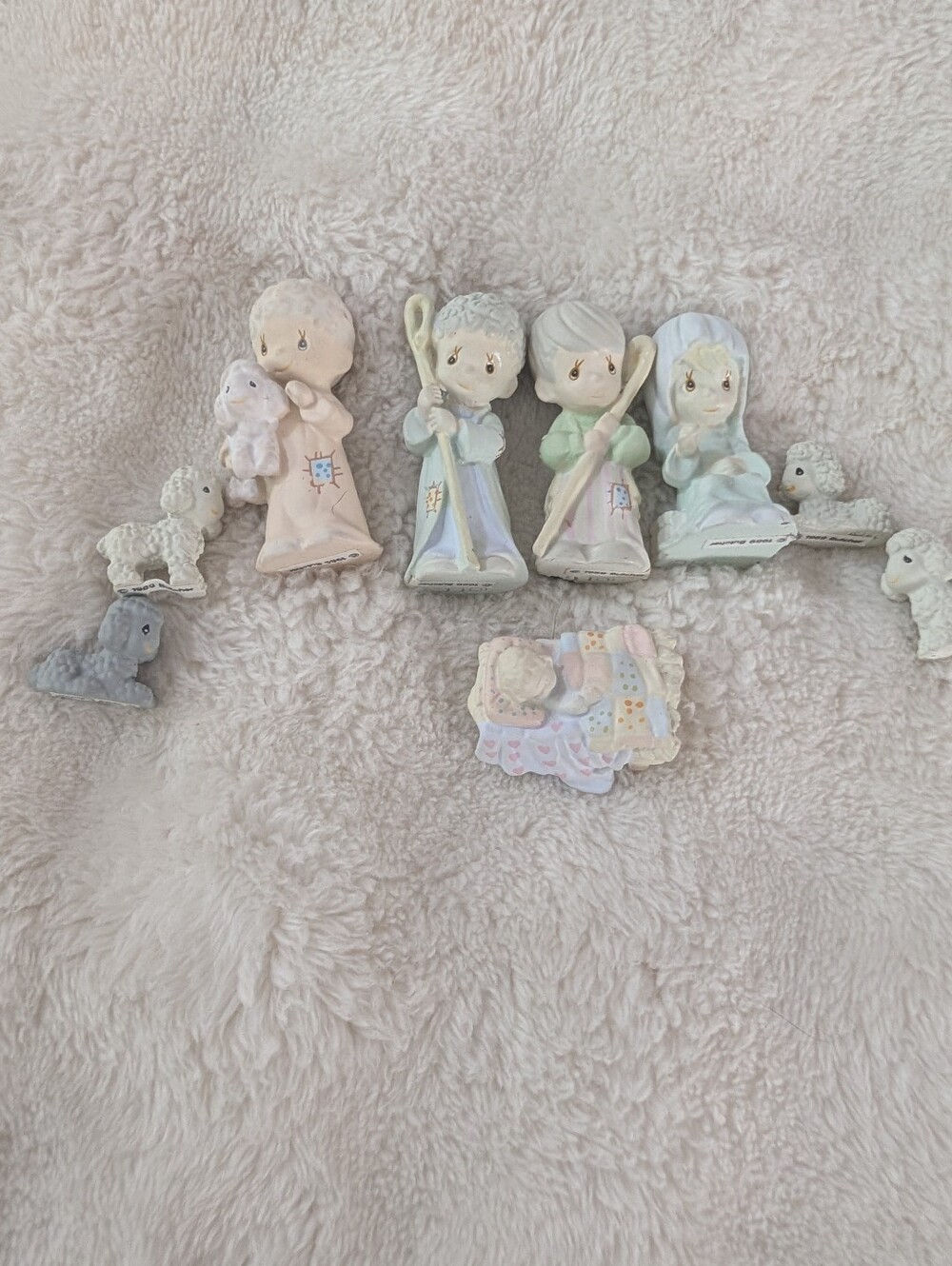 Vintage 1989 Precious Moments Enesco 9 Piece Mini Pewter Nativity Set 692794 Box